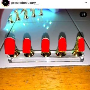 Short red press on nails